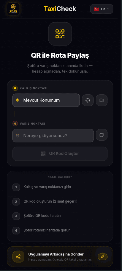 TaxiCheck uygulama ekranı